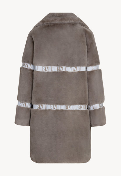 Futro damskie z logowanymi lampasami FLORENCE taupe