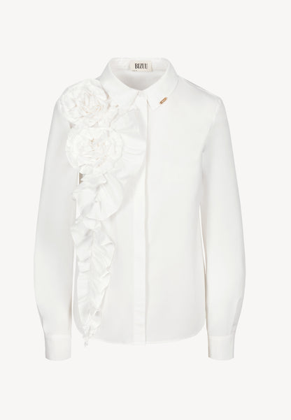 Biała koszula z ozdobnymi kwiatami FLOWYA