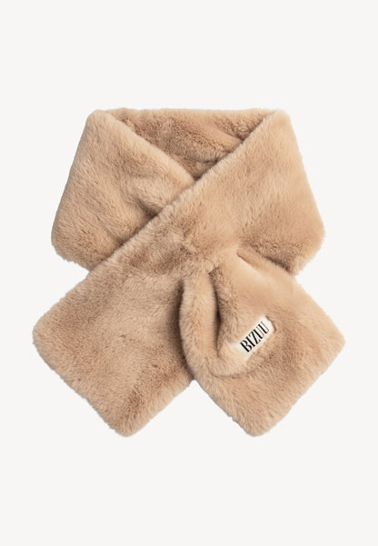 Herbatnikowy szalik z miękkiego futerka FLUFFY