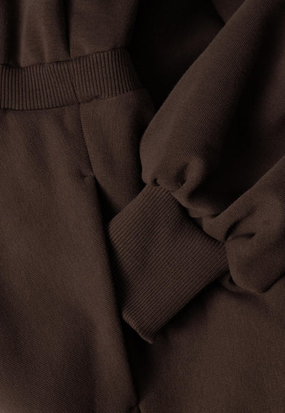 Brązowa sukienka mini z rozkloszowanym dołem FOXI