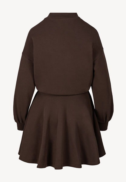 Brązowa sukienka mini z rozkloszowanym dołem FOXI