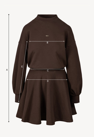 Brązowa sukienka mini z rozkloszowanym dołem FOXI