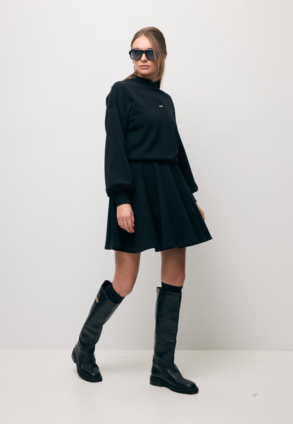 Czarna sukienka mini z rozkloszowanym dołem FOXI