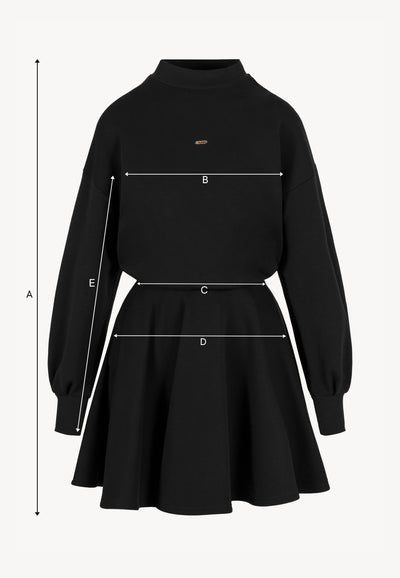 Czarna sukienka mini z rozkloszowanym dołem FOXI