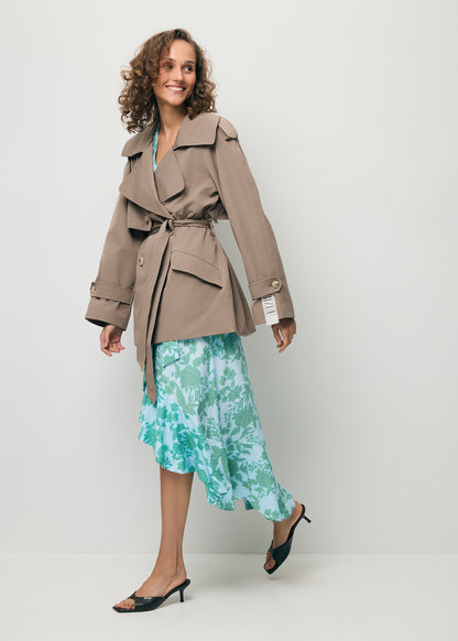 Krótki trencz dwurzędowy RACHY taupe