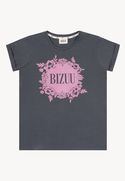 Grafitowy T-shirt z autorskim wzorem IOLA