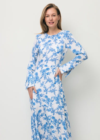 Niebieska midi sukienka z wiskozy IVYNI