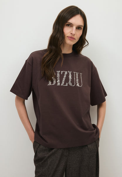 Brązowy T-shirt z logo JONI