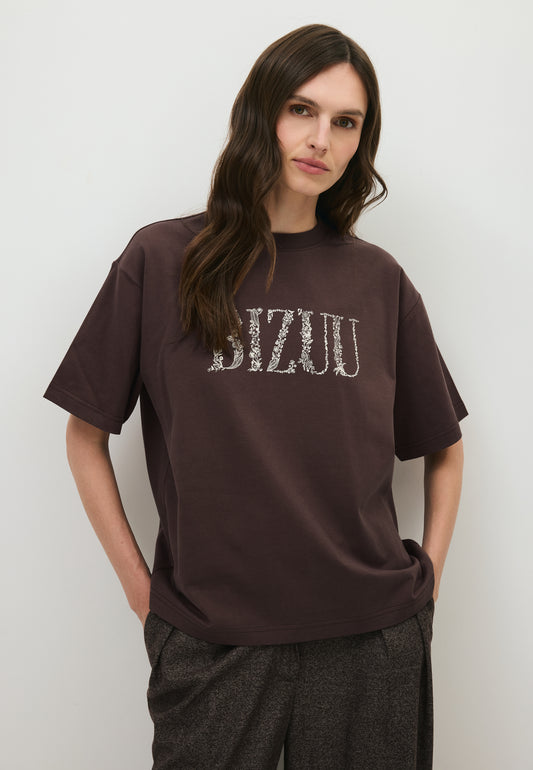 Brązowy T-shirt z logo JONI