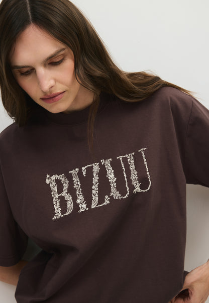 Brązowy T-shirt z logo JONI