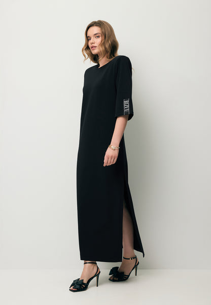 Czarna sukienka maxi z dzianiny JULISSA