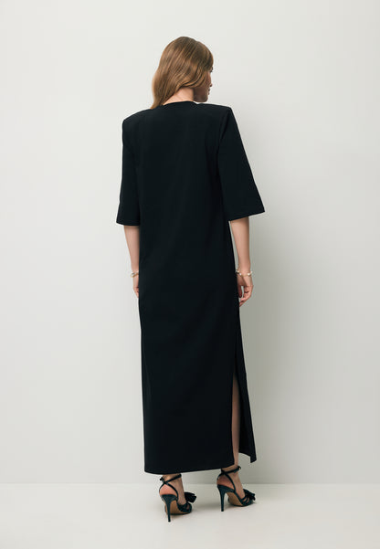 Czarna sukienka maxi z dzianiny JULISSA