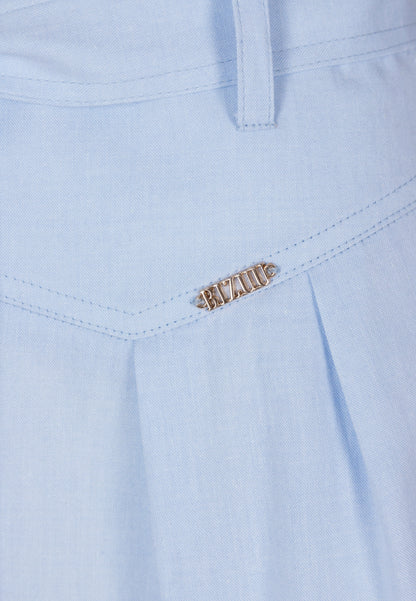 Błękitne szerokie spodenki z wysokim stanem KANDYS