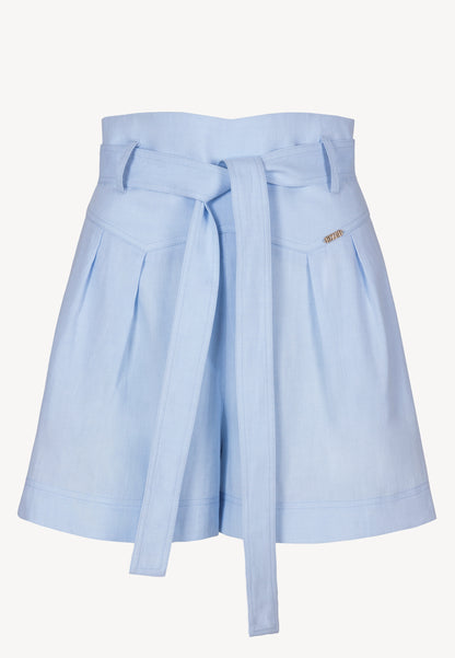 Błękitne szerokie spodenki z wysokim stanem KANDYS