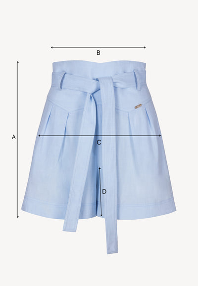 Błękitne szerokie spodenki z wysokim stanem KANDYS