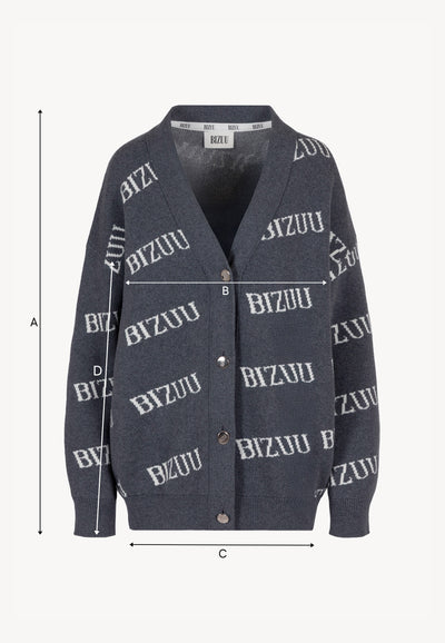 Szary kardigan oversize zapinany na guziki KYLE