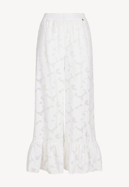 Kremowe spodnie w kwiatowy wzór LAVENDOU