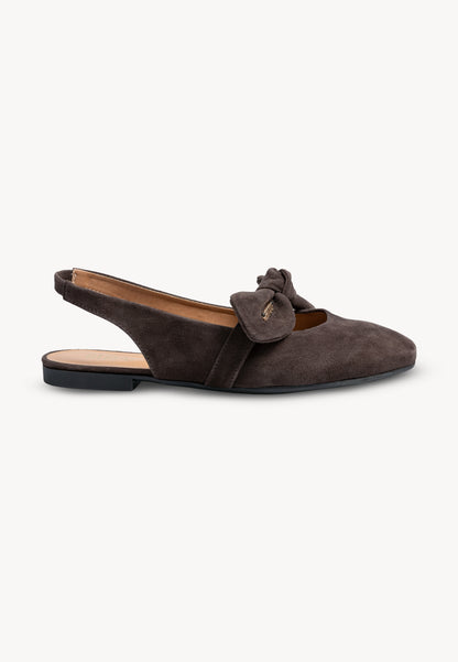Brązowe baleriny slingback z zamszu LAZO