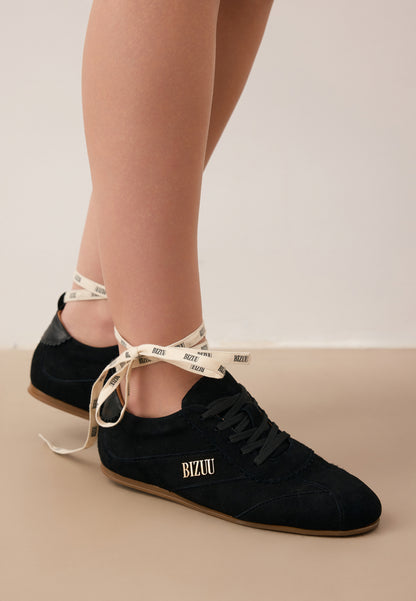 Zamszowe sneakersy damskie LEOLA czarne