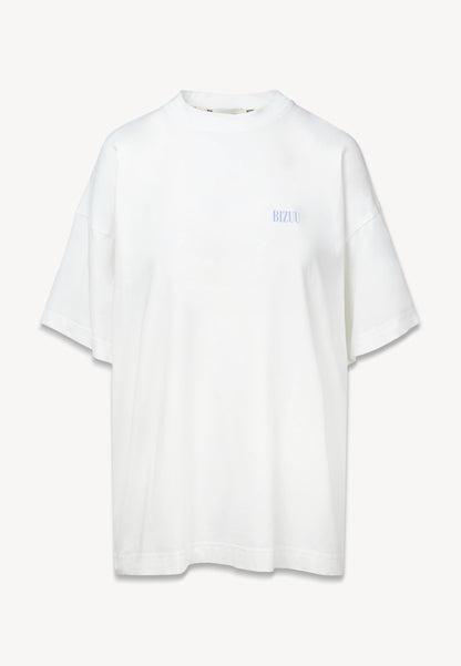 Kremowy t-shirt LETTER z autorską grafiką