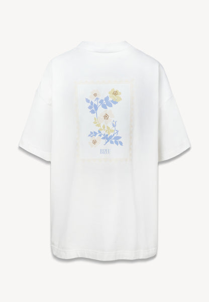 Kremowy t-shirt LETTER z autorską grafiką