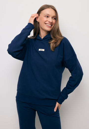 Granatowa bluza oversize z kapturem LINDI