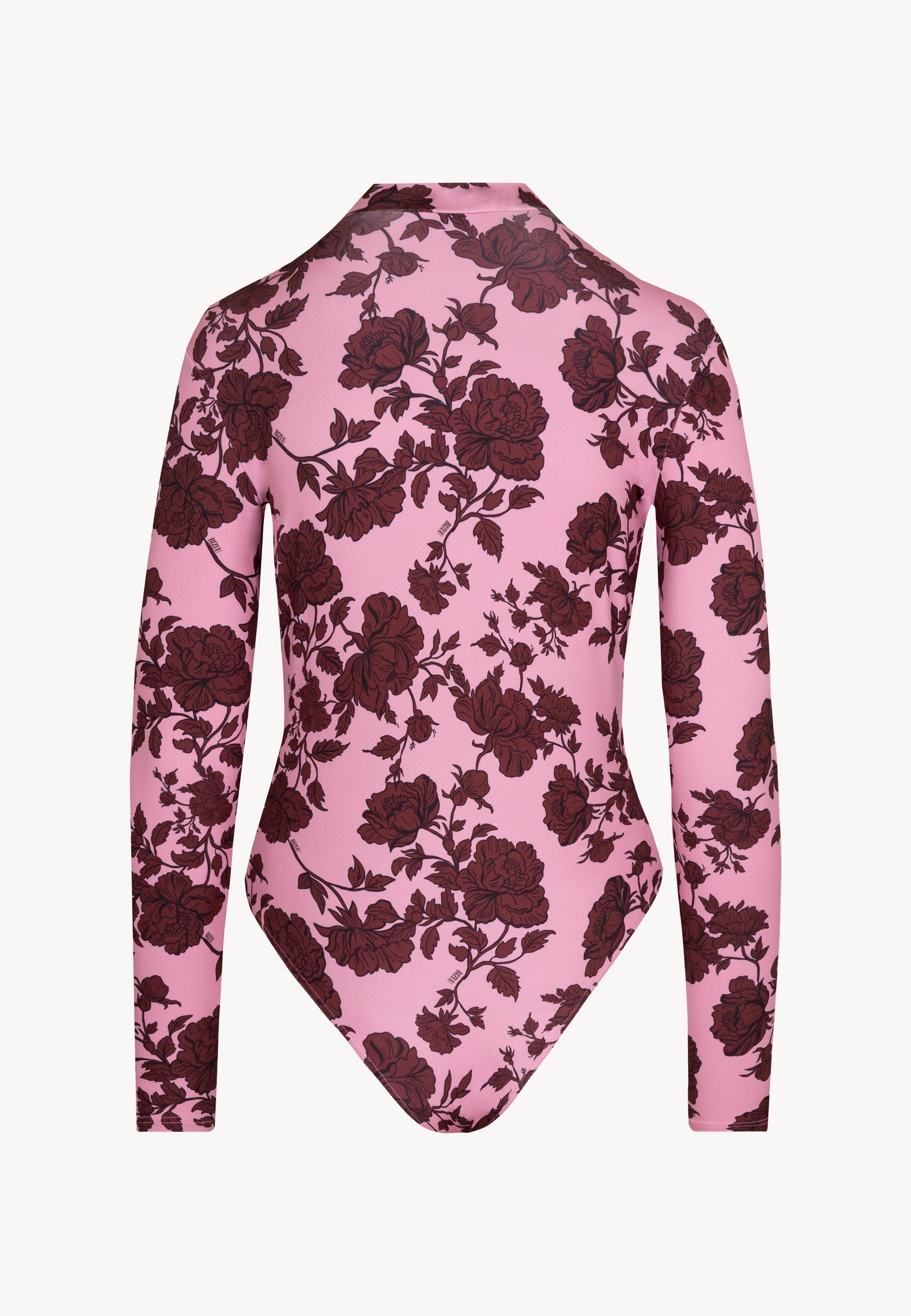 Tył różowego body LOMMA w autorski, kwiatowy print.