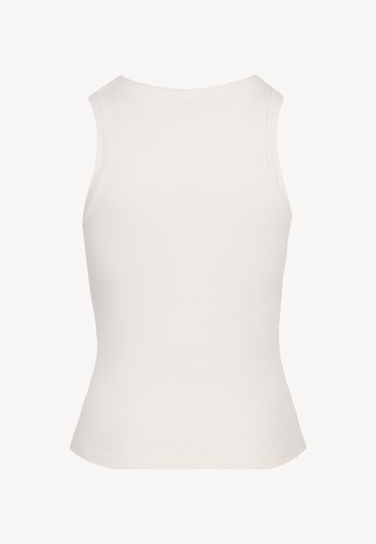 Beżowy top z haftem bizuu LOVIE