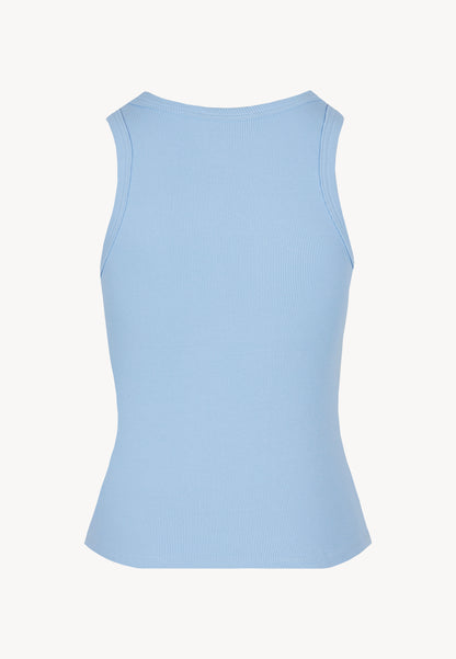 Błękitny top z haftem bizuu LOVIE