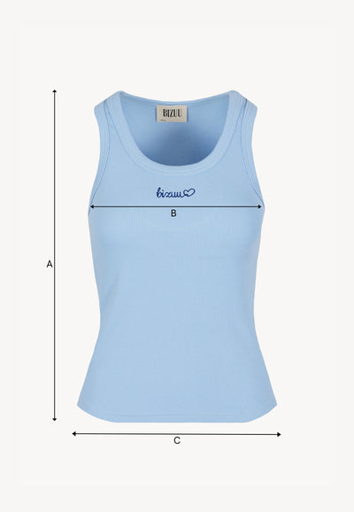 Błękitny top z haftem bizuu LOVIE