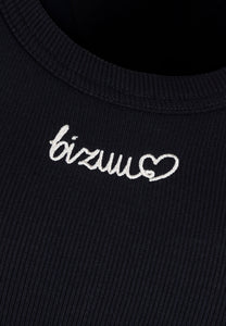 Czarny top z haftem bizuu LOVIE
