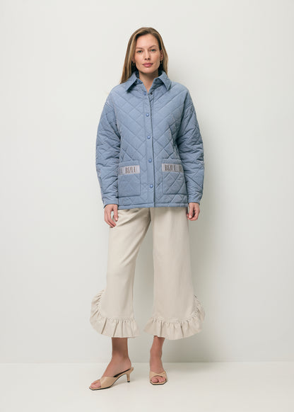 Błękitna kurtka pikowana damska oversize MARIN