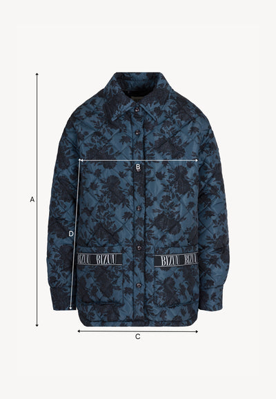 Pikowana kurtka z autorskim printem oversize MARIN grafitowa