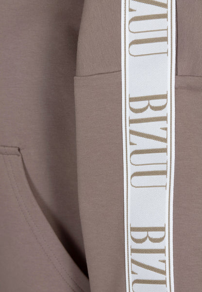 Oversizowa bluza z kapturem i logowaną taśmą MAYRA taupe
