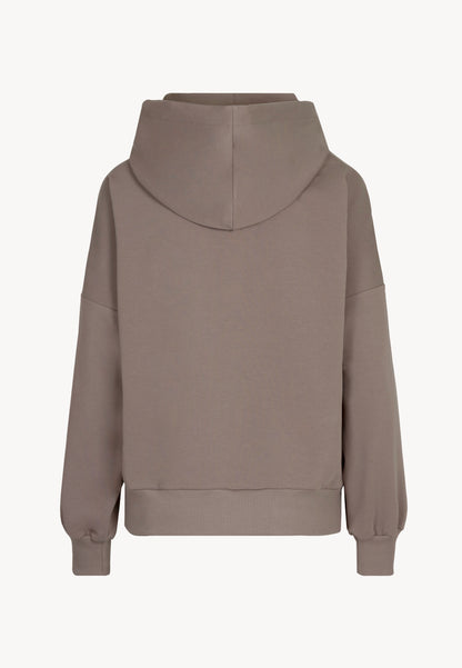 Oversizowa bluza z kapturem i logowaną taśmą MAYRA taupe