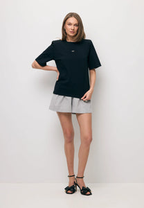 Czarny T-shirt damski z poduszkami MELISA