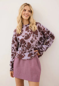 Różowy sweter z wełną w autorski print MENTON