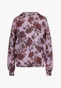 Różowy sweter z wełną w autorski print MENTON