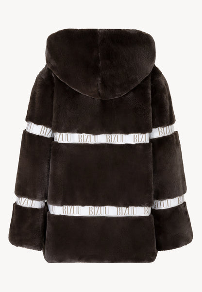 Brązowe futro z kapturem MILANO