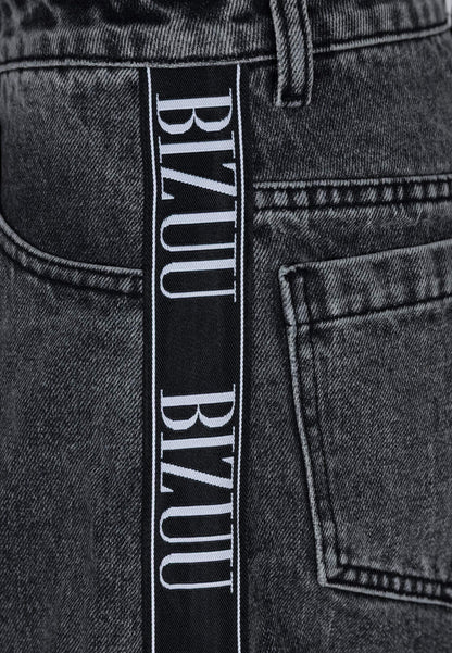 Szerokie jeansowe szorty z lampasem MIREYA czarne