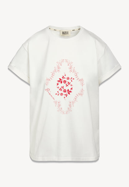 Kremowy t-shirt z grafiką MIRE