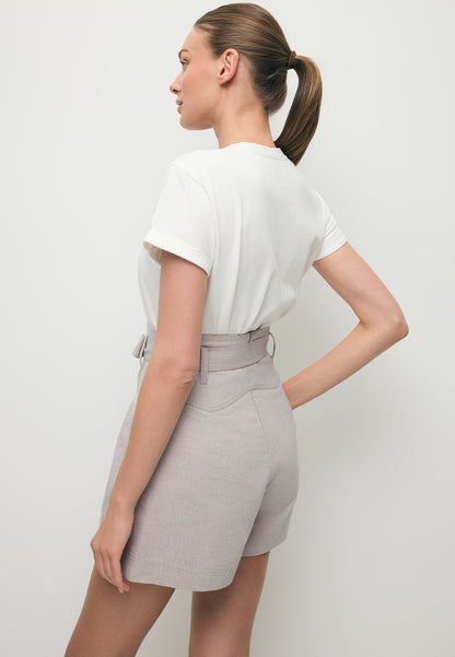 Beżowe szerokie spodenki z wysokim stanem KANDYS