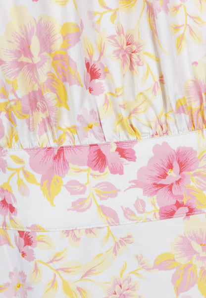 Kremowa sukienka midi w kwiaty MOSELLE