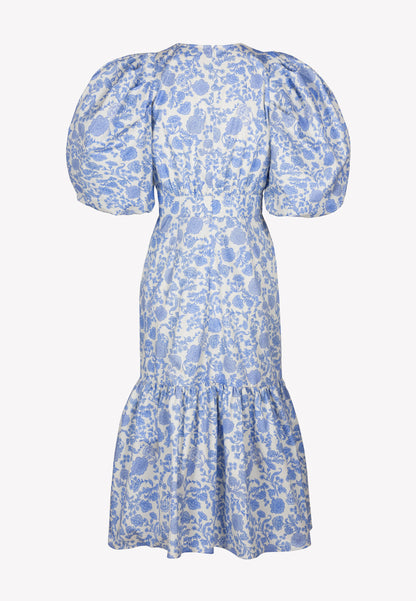 Midi sukienka w kwiaty MOSELLE niebieska