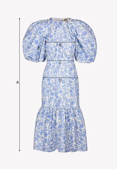 Midi sukienka w kwiaty MOSELLE niebieska