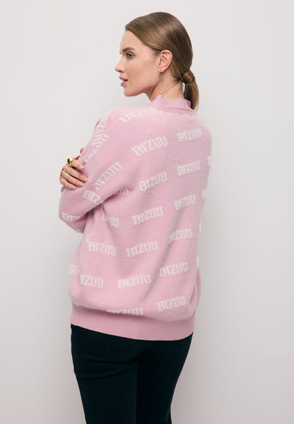 Różowy kardigan w logo MYLES