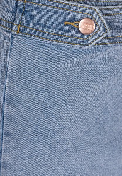 Niebieska jeansowa spódnica z falbaną NIIA