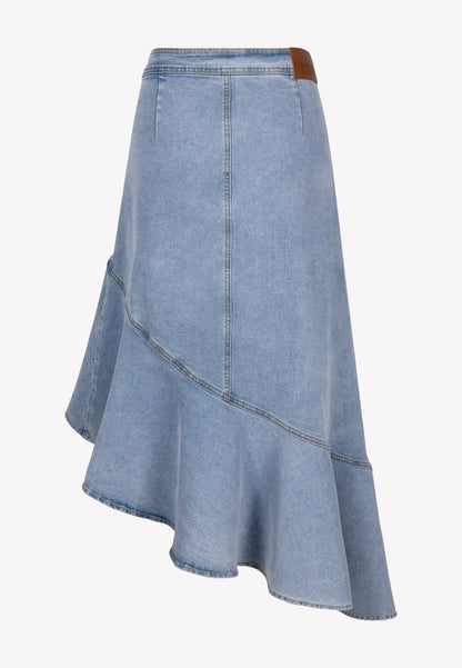 Niebieska jeansowa spódnica z falbaną NIIA