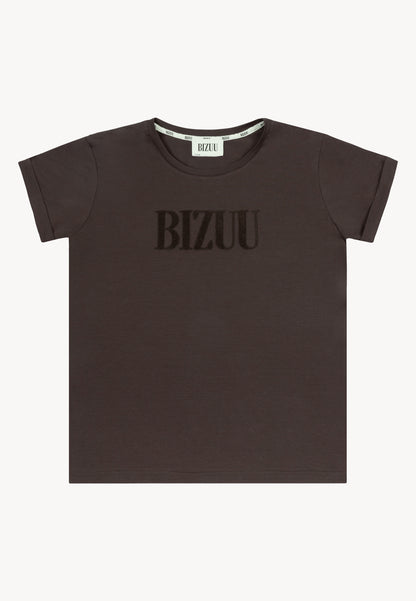 Brązowy T-shirt z logo Bizuu NIKKO