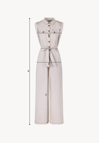 Beżowy kombinezon wiązany w pasie NINGINO